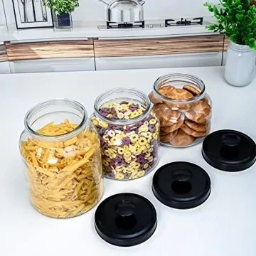 Elegant 3-Piece Glass Food Storage Jar Set with Lids