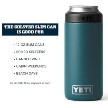 YETI Rambler 12 oz Slim Can Insulator in Agave Teal