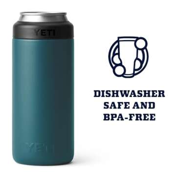YETI Rambler 12 oz Slim Can Insulator in Agave Teal