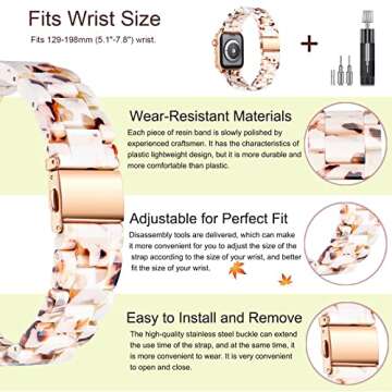 OMIU Compatible with Resin Apple Watch Band 42mm 44mm 45mm 49mm Women Men, Wristband Bracelet With S...