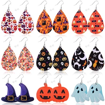 Halloween Faux Leather Dangle Earrings - 9 Pairs