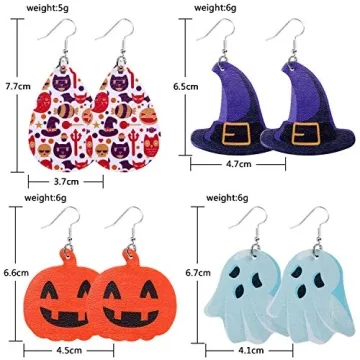 Halloween Faux Leather Dangle Earrings - 9 Pairs