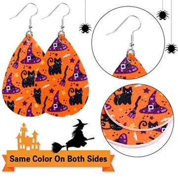 Halloween Faux Leather Dangle Earrings - 9 Pairs