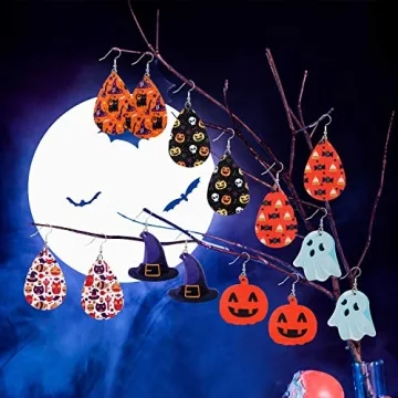 Halloween Faux Leather Dangle Earrings - 9 Pairs