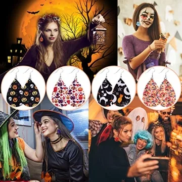 Halloween Faux Leather Dangle Earrings - 9 Pairs