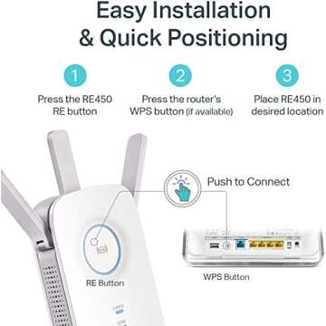 TP-Link AC1750 WiFi Extender (RE450), PCMag Editor's Choice, Up to 1750Mbps, Dual Band WiFi Repeater, Internet Booster, Extend WiFi Range further