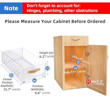 Pull out Cabinet Organizer Fixed with Adhesive Nano Film,Heavy Duty Slide out Pantry Shelves Drawer ...