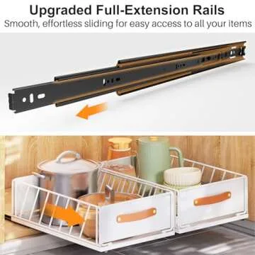 Pull out Cabinet Organizer Fixed with Adhesive Nano Film,Heavy Duty Slide out Pantry Shelves Drawer Storage,Sliding Mesh Cabinet Basket with Handle for Kitchen, Bathroom,Home, 9.8"W X 15.7"D X 6.2"H
