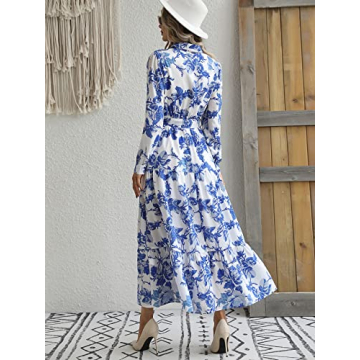 Milumia Summer Flowy Long Maxi Dress Button Up Split Floral Print Boho Dresses for Women 2024