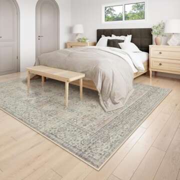 8x10 Vintage Large Rugs for Living Room - Soft Non-Slip Washable Floral Decor