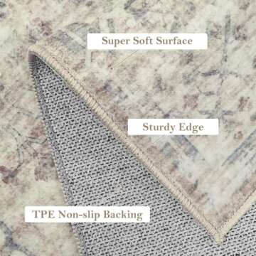 8x10 Vintage Floral Area Rug - Non-Slip & Soft Design