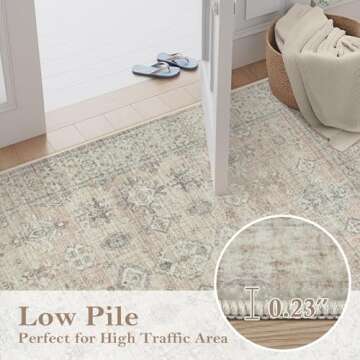 8x10 Vintage Floral Area Rug - Non-Slip & Soft Design