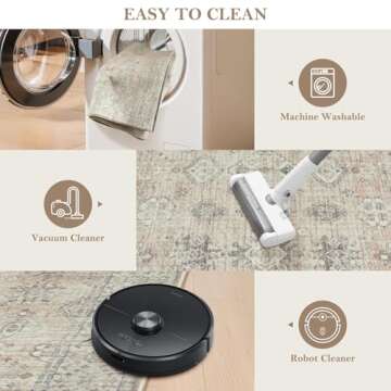 8x10 Vintage Floral Area Rug - Non-Slip & Soft Design