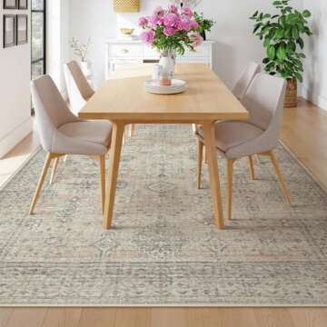 8x10 Vintage Floral Area Rug - Non-Slip & Soft Design