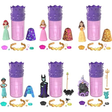 Mattel Disney Princess Color Reveal Dolls - Surprise Gifts with Accessories and Play Pieces