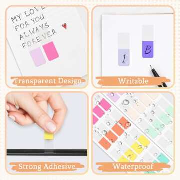 480 PCS Sticky Index Tabs, Colored Strip Page Markers, Writable and Repositionable File Tabs Flags for Pages, Reading Notes, Classify Files, 12 Colors（0.47X 1.1inch）