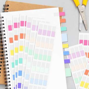 480 PCS Sticky Index Tabs, Colored Strip Page Markers, Writable and Repositionable File Tabs Flags for Pages, Reading Notes, Classify Files, 12 Colors（0.47X 1.1inch）
