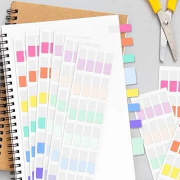 480 PCS Sticky Index Tabs, Colored Strip Page Markers, Writable and Repositionable File Tabs Flags for Pages, Reading Notes, Classify Files, 12 Colors（0.47X 1.1inch）