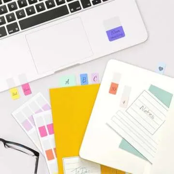 480 PCS Sticky Index Tabs, Colored Strip Page Markers, Writable and Repositionable File Tabs Flags for Pages, Reading Notes, Classify Files, 12 Colors（0.47X 1.1inch）