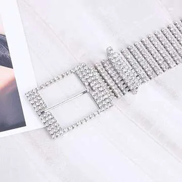WHIPPY Rhinestone Belt Shiny Diamond Crystal Waist Belt