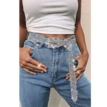 WHIPPY Rhinestone Belt Shiny Diamond Crystal Waist Belt