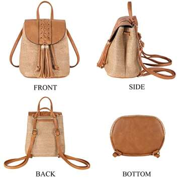 Hirooms Women Beach Bag Straw Woven Shoulder Bag Tote Bag Crossbody Bucket Handbags Summer Handmade ...