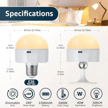 merloly Rechargeable Light Bulbs with Remote Control