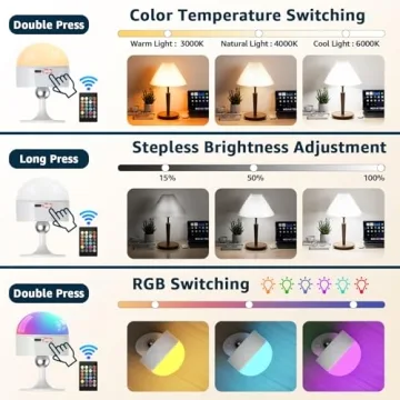 merloly Rechargeable Light Bulbs with Remote Control