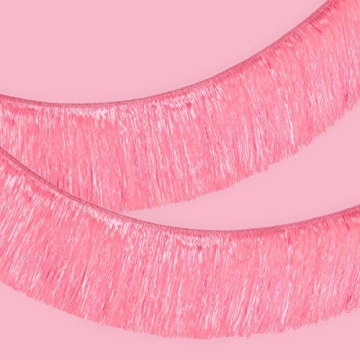 xo, Fetti Pink Iridescent Fringe Banner - 5 Ft. | Bachelorette Party Decorations, Birthday Party Dec...