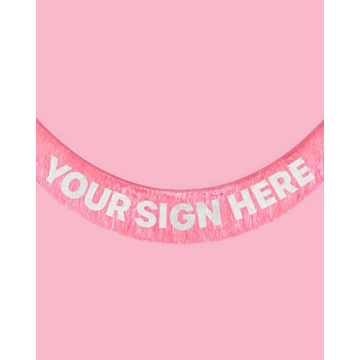 xo, Fetti Pink Iridescent Fringe Banner - 5 Ft Party Decor