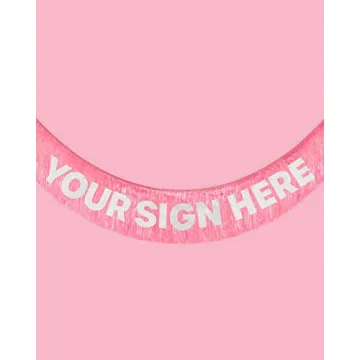 xo, Fetti Pink Iridescent Fringe Banner - 5 Ft Party Decor