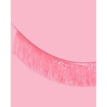 xo, Fetti Pink Iridescent Fringe Banner - 5 Ft Party Decor