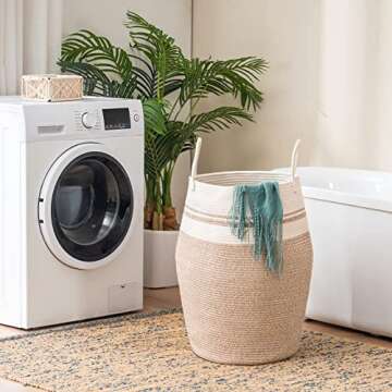 Elegant 105L Cotton Rope Laundry Hamper by YOUDENOVA
