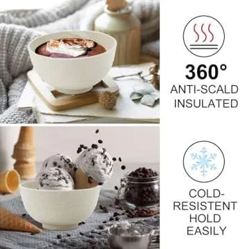 Wrova Wheat Straw 10oz Dessert Bowls Set of 8 - Unbreakable