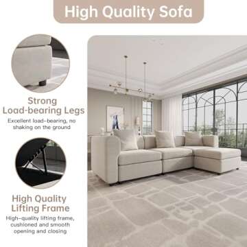 Guyii Velvet Sectional Sofa, Modern Oversized 9-Seater Sofa with 5 Pillows and Storage Footstool, 183.46" L Convertible Sofa with Cushions, U-Shaped Sofa for Living Room, Apartment, Home