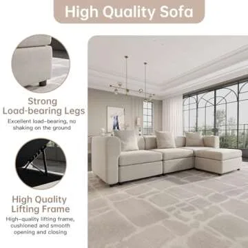 Guyii Velvet Sectional Sofa, Modern Oversized 9-Seater Sofa with 5 Pillows and Storage Footstool, 183.46" L Convertible Sofa with Cushions, U-Shaped Sofa for Living Room, Apartment, Home