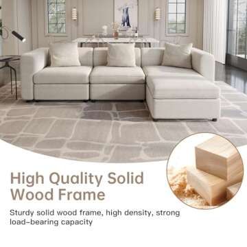 Guyii Velvet Sectional Sofa, Modern Oversized 9-Seater Sofa with 5 Pillows and Storage Footstool, 183.46" L Convertible Sofa with Cushions, U-Shaped Sofa for Living Room, Apartment, Home