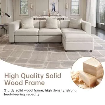 Guyii Velvet Sectional Sofa, Modern Oversized 9-Seater Sofa with 5 Pillows and Storage Footstool, 183.46" L Convertible Sofa with Cushions, U-Shaped Sofa for Living Room, Apartment, Home