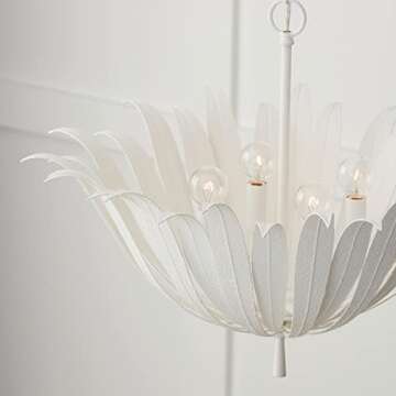 Capital Lighting 349541XW Eden Traditional Bohemian Botanically Inspired Pendant Ceiling Light Fixture, 4-Light 240 Total Watts, 19"H x 24"W, Textured White