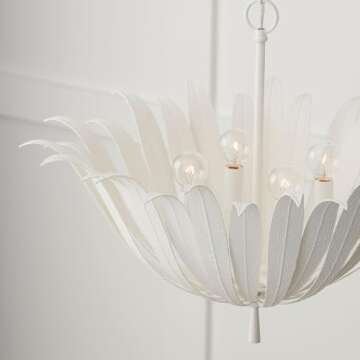 Capital Lighting 349541XW Eden Traditional Bohemian Botanically Inspired Pendant Ceiling Light Fixture, 4-Light 240 Total Watts, 19"H x 24"W, Textured White