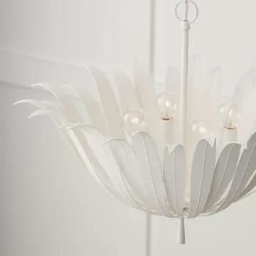 Capital Lighting 349541XW Eden Traditional Bohemian Botanically Inspired Pendant Ceiling Light Fixture, 4-Light 240 Total Watts, 19"H x 24"W, Textured White