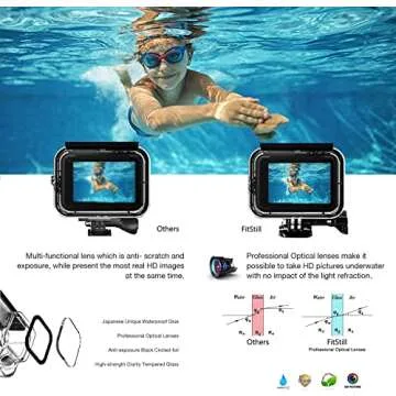 FitStill 196FT/60M Waterproof Case for Go Pro Hero 13/Hero12 Black/Hero11 Black/Hero10 Black/Hero9 Black,Protective Underwater Diving Housing with Accessories for Hero13/12/11/10/9 Black Action Camera