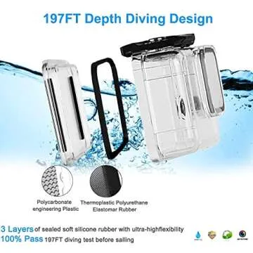 FitStill 196FT/60M Waterproof Case for Go Pro Hero 13/Hero12 Black/Hero11 Black/Hero10 Black/Hero9 Black,Protective Underwater Diving Housing with Accessories for Hero13/12/11/10/9 Black Action Camera