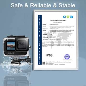 FitStill 196FT/60M Waterproof Case for Go Pro Hero 13/Hero12 Black/Hero11 Black/Hero10 Black/Hero9 Black,Protective Underwater Diving Housing with Accessories for Hero13/12/11/10/9 Black Action Camera