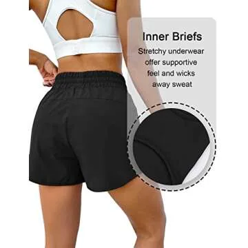 BMJL Women's Running Shorts High Waisted Athletic Shorts Summer Gym Workout Short with Zipper Pockets(XL,Black2)