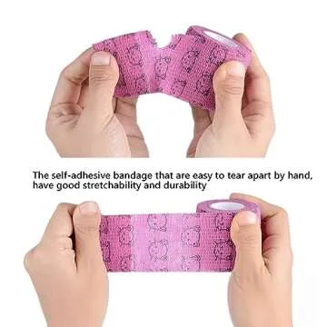 Stmandy Vet Tape wrap, wrap Bandage 2 inch 6 Rolls,Adhesive wrap Bandage for The Person or The Pets (cat,Dogs,Horse and Other Animal) who was injure or Have Wounds (Cartoon 6pcs)