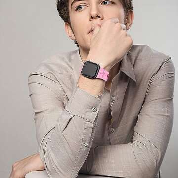 Breast Cancer Awareness Strap Compatible with Apple Watch Band 38mm 40mm 41mm 42mm 44mm 45mm 49mm Men Women,Adjustable Soft Silicone Sport Wristbands for iWatch Ultra Series 9 8 7 6 5 4 3 2 1 SE