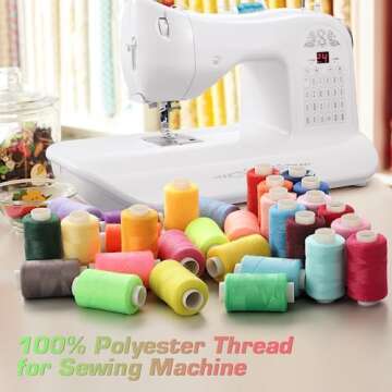 Blibly 100Pcs Bobbins Sewing Threads Kit, 500 Yard per Polyester Thread Spools, Prewound Bobbins wit...