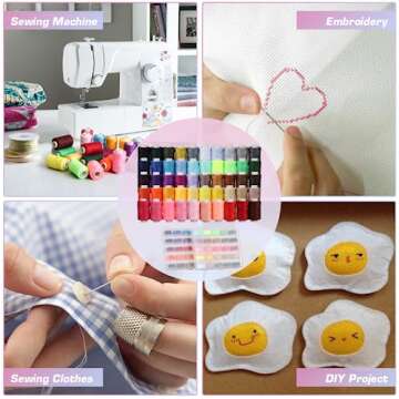 Blibly 100Pcs Bobbins Sewing Threads Kit, 500 Yard per Polyester Thread Spools, Prewound Bobbins with case, Sewing Threads for Sewing Machine, Sewing Supplies for Hand, Travel, DIY and Home, 50 Colors