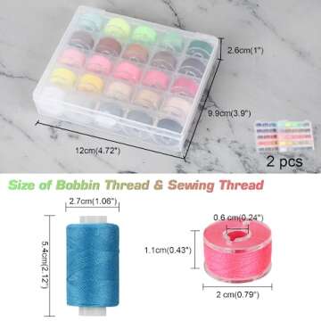 Blibly 100Pcs Bobbins Sewing Threads Kit, 500 Yard per Polyester Thread Spools, Prewound Bobbins with case, Sewing Threads for Sewing Machine, Sewing Supplies for Hand, Travel, DIY and Home, 50 Colors